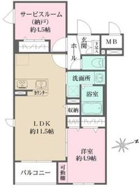 La Perla 桜新町 203 間取り図