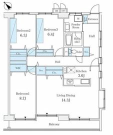 リューズリバー月島 801 間取り図