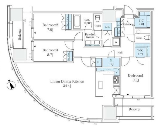 麻布台ヒルズレジデンスB 28階 間取り図
