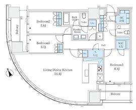 麻布台ヒルズレジデンスB 28階 間取り図