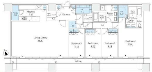 麻布台ヒルズレジデンスB 28階 間取り図