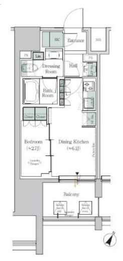 ONE ROOF RESIDENCE TAMACHI (ワンルーフレジデンス田町) 1114 間取り図
