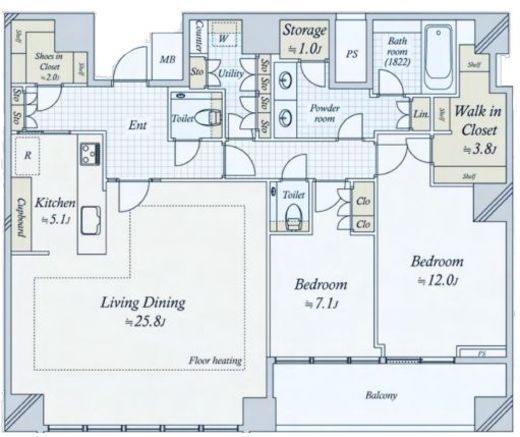 ザ・タワー横浜北仲 58階 間取り図