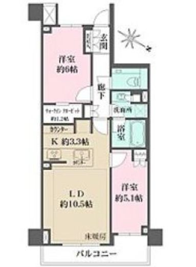 ザ・パークハウス諏訪山 2階 間取り図