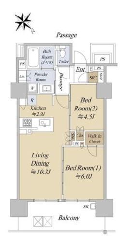 シティハウス巣鴨 8階 間取り図