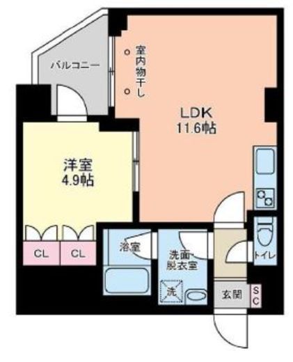 ヴィアーレ四谷 405 間取り図