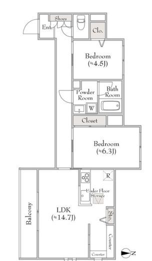 ベレオ三軒茶屋 105 間取り図