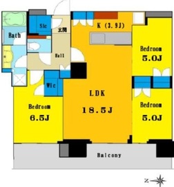 HARUMI FLAG SKYDUO PARK VILLAGE (晴海フラッグ スカイデュオ パークヴィレッジ) 23階 間取り図