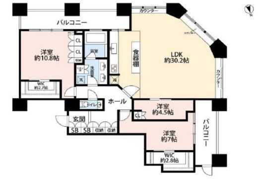 芝浦アイランド ケープタワー 47階 間取り図