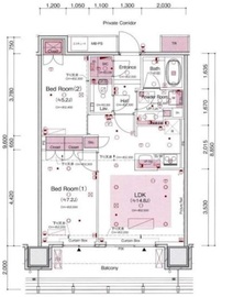 ワテラスタワーレジデンス 33階 間取り図