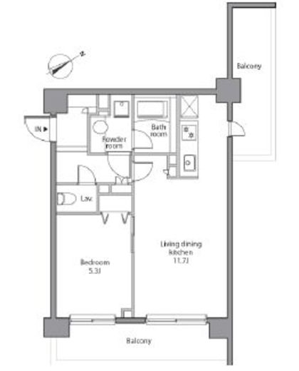 レジディア赤坂 207 間取り図