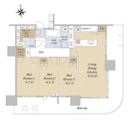 HARUMI FLAG SKYDUO SUN VILLAGE (晴海フラッグ スカイデュオ サンヴィレッジ) 15階 間取り図