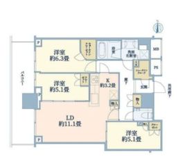 プラウドタワー武蔵小金井クロスイースト 18階 間取り図