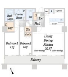 パークコート麻布十番ザタワー 30階 間取り図