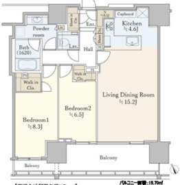 グランドヒルズ恵比寿 15階 間取り図