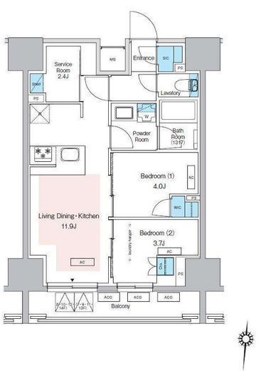 プレディアコート錦糸町スカイビュー 1303 間取り図