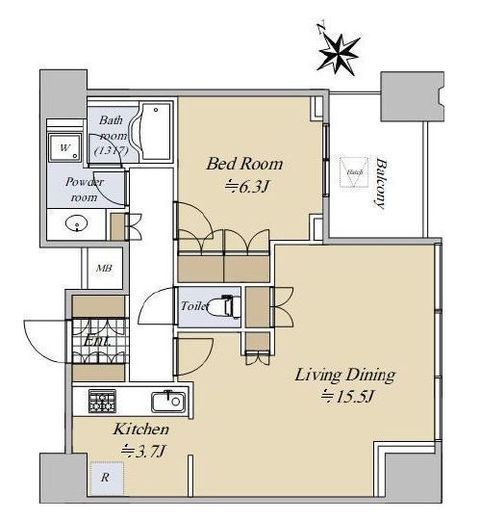シティタワー麻布十番 8階 間取り図