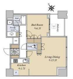 シティタワー麻布十番 8階 間取り図