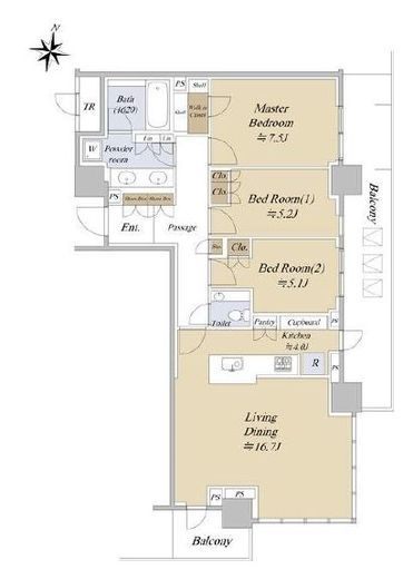 パークタワー西新宿 38階 間取り図
