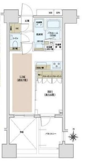 オープンレジデンシア亀戸 9階 間取り図