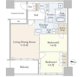 プラウドタワー亀戸クロス 2階 間取り図