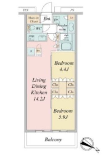 ブランシエスタ目黒中央町 414 間取り図