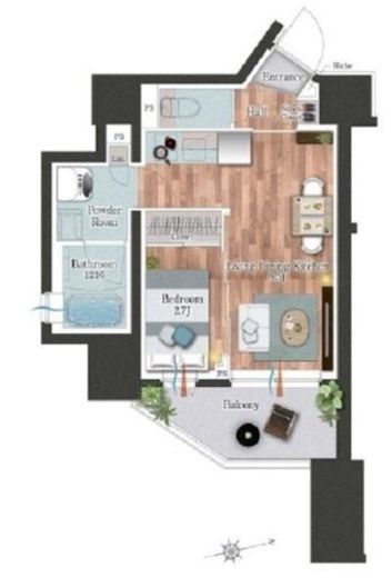 デュオフラッツ池尻大橋ノリス 501 間取り図