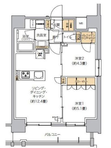 リビオメゾン芝浦 707 間取り図