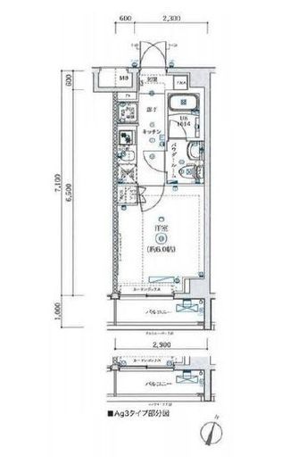SQUARE CITY TSURUMI RIVERSIDE (スクエアシティ鶴見リバーサイド) 3階 間取り図
