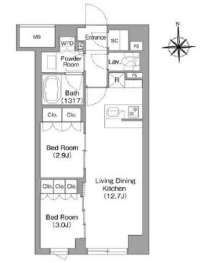 コンフォリア・リヴ大森西 409 間取り図