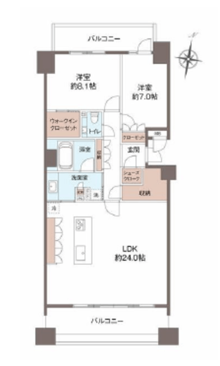 グレンパーク駒場 7階 間取り図