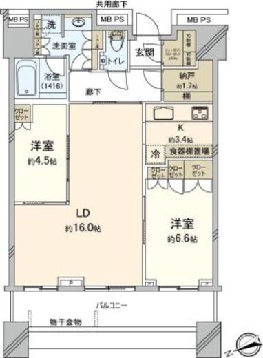 パークタワー新川崎 32階 間取り図