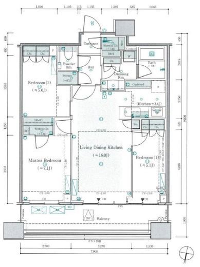 パークタワー勝どきミッド/サウス 18階 間取り図