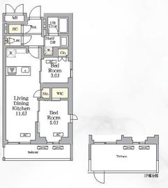 グランパーク千駄ヶ谷レジデンス 203 間取り図