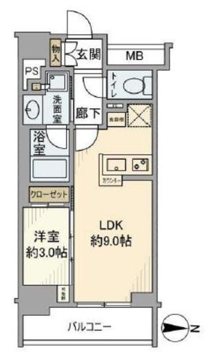 グローリオコンフォート東京菊川 9階 間取り図