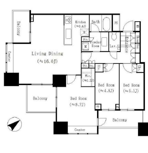 グランドターミナルタワー本八幡 29階 間取り図