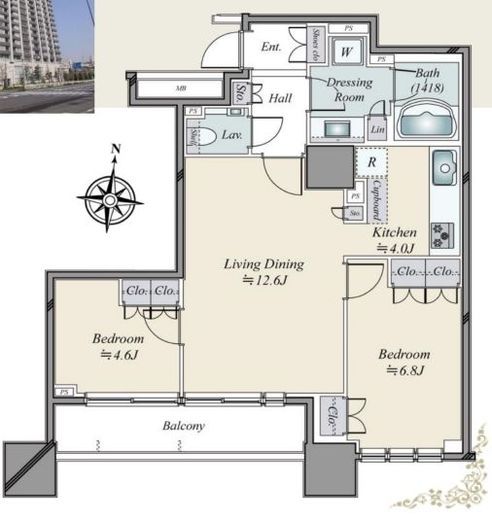 ザ・湾岸タワーレックスガーデン 17階 間取り図