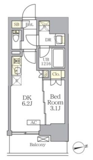 ザ・ライオンズフォーシア文京湯島 802 間取り図