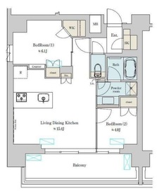 ブリリアイスト上野稲荷町 1301 間取り図