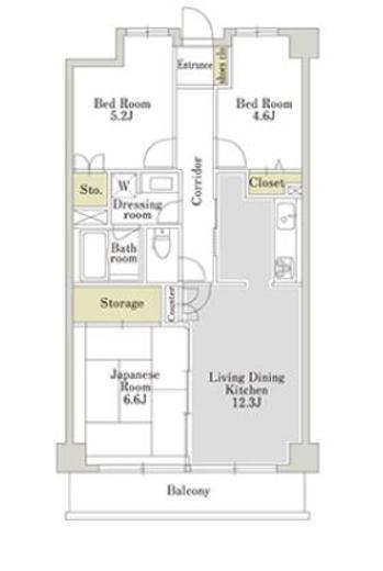 アーバンパーク三ツ池公園 E-102 間取り図