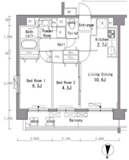 パークアクシス滝野川 307 間取り図