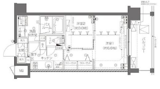 ZOOM新宿西落合 2階 間取り図