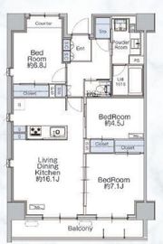 クラシアム神奈川台場 705 間取り図