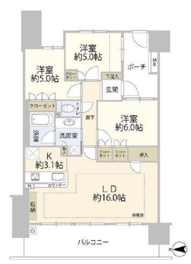 ガーデンティアラ武蔵小杉 12階 間取り図