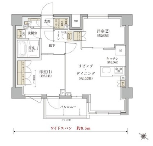 TENAS千歳船橋 303 間取り図