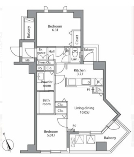 レジディア自由が丘 305 間取り図