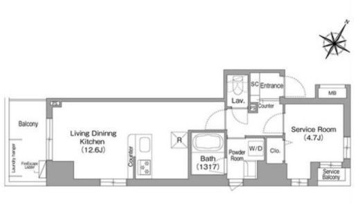 コンフォリア・リヴ関内 603 間取り図