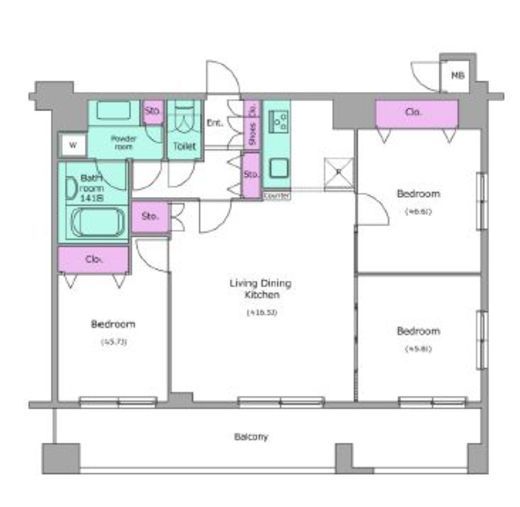 レジディア築地 1001 間取り図