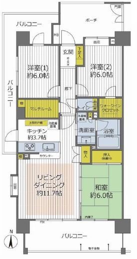 コスモ押上ステーションフロント 7階 間取り図