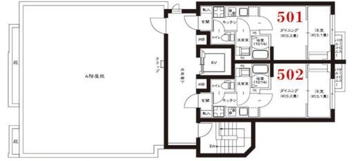 グローリオシェルト武蔵小杉Ⅱ 501 間取り図